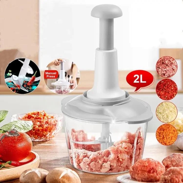 Stainless Steel Manual Food Chopper - Easy to Use, Durable, and Stylish Kitchen Essential